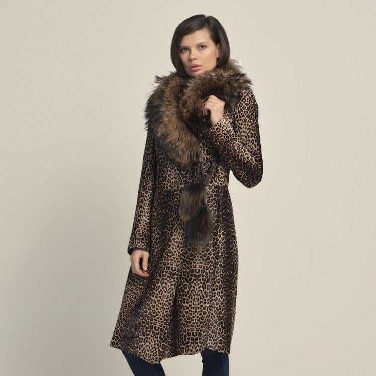 Rouge Kadın Hakiki Deri Leopar Deri Mont