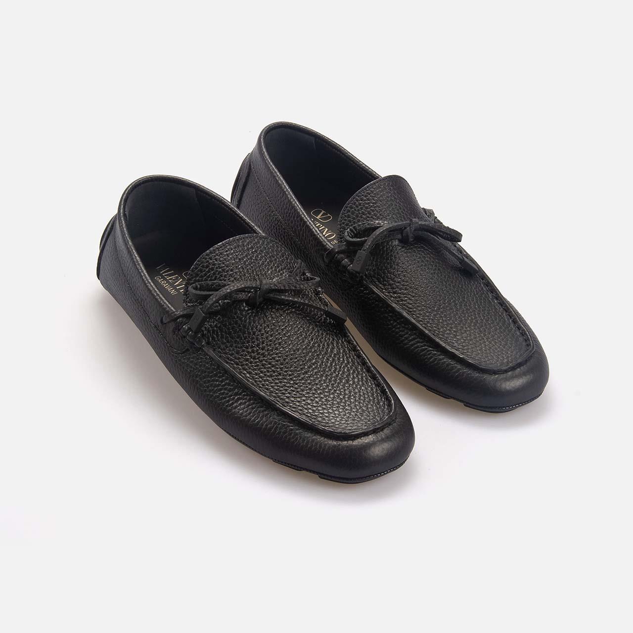 Valentino Garavani Erkek Hakiki Deri Siyah Loafer Konforlu Ayakkabı