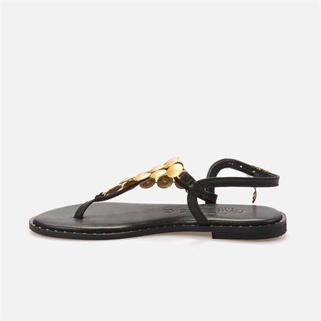 Caryatis Kadın Siyah-Altın Sarısı Sandalet 