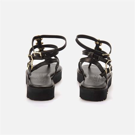 Caryatis Kadın Siyah-Altın Sarısı Sandalet 