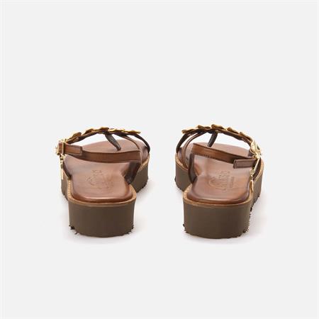 Caryatis Kadın Kahverengi-Altın Sarısı Sandalet 