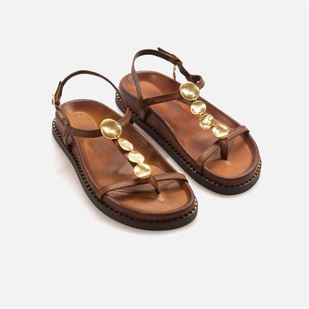 Caryatis Kadın Kahverengi-Altın Sarısı Sandalet 