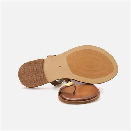 Caryatis Kadın Kahverengi-Altın Sarısı Terlik Sandalet