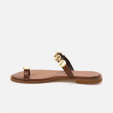 Caryatis Kadın Kahverengi-Altın Sarısı Terlik Sandalet