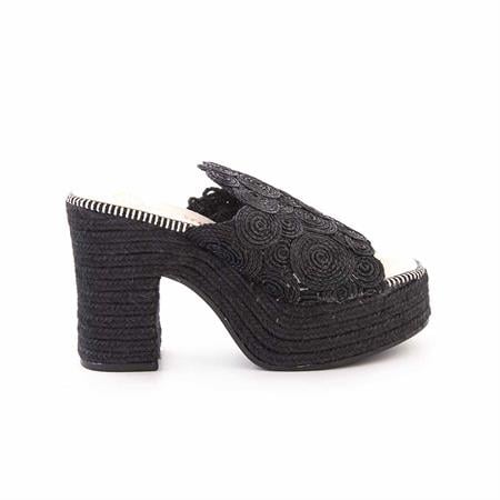 Espadrilles Kadın Tekstil Kauçuk Taban Negro Terlik Terlik