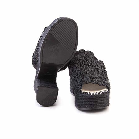 Espadrilles Kadın Tekstil Kauçuk Taban Negro Terlik Terlik