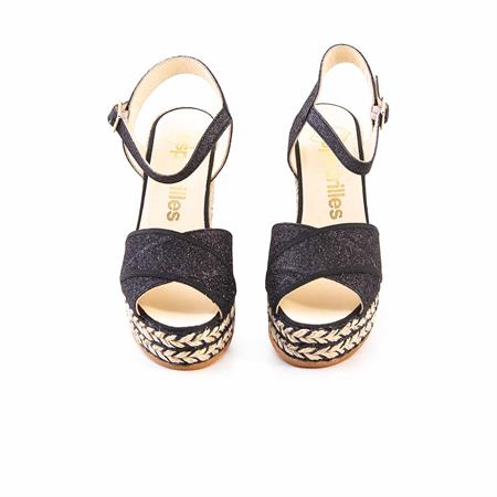 Espadrilles Kadın Tekstil Kauçuk Taban Negro Sandalet 