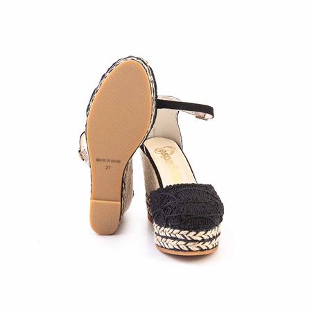 Espadrilles Kadın Tekstil Kauçuk Taban Negro Sandalet 
