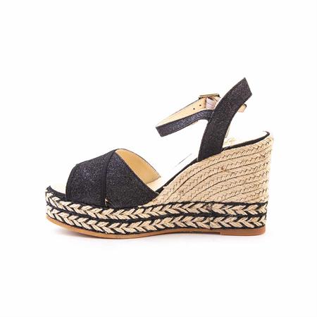 Espadrilles Kadın Tekstil Kauçuk Taban Negro Sandalet 