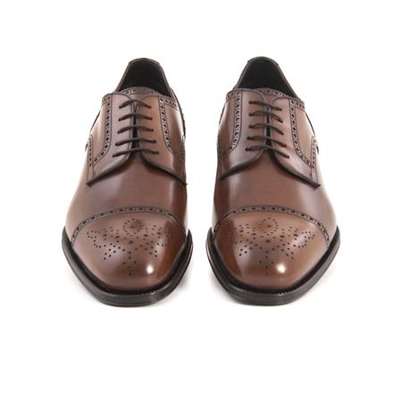 Franceschetti Erkek Hakiki Deri Kösele Taban Koyu Kahverengi Klasik Ayakkabı