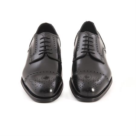 Franceschetti Erkek Hakiki Deri Kösele Taban Siyah Klasik Ayakkabı