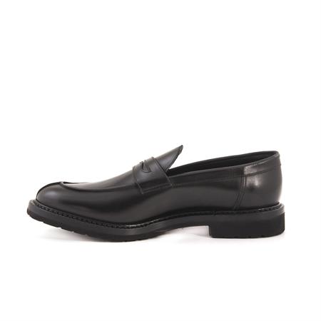 Franceschetti Erkek Hakiki Deri Kauçuk Taban Siyah Loafer Konforlu Ayakkabı