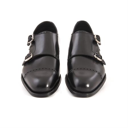 Franceschetti Erkek Hakiki Deri Kösele Taban Siyah Klasik Ayakkabı