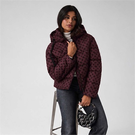 Guess 4G Logolu Fermuarlı Kapüşonlu Kadın Mont W6BL56W4195