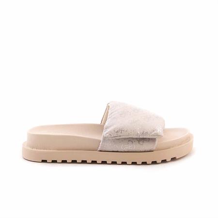 Guess Kadın Vegan Bej-Gümüş Terlik Ayakkabı