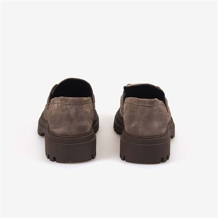Hawen Angels Kadın 4cm Kauçuk Tabanlı Hakiki Süet Deri Loafer Ayakkabı 8103