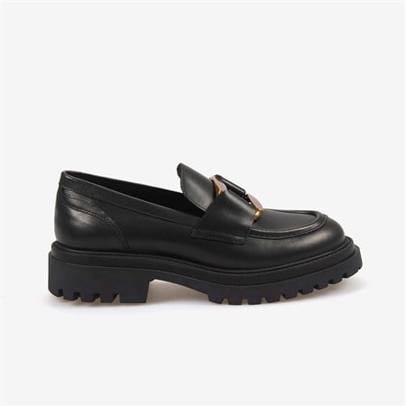 Hawen Angels Kadın 4cm Kauçuk Tabanlı Hakiki Deri Loafer Ayakkabı 8103-1
