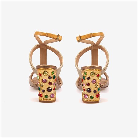 Hawen Angels Kadın Kösele Taban 9,5cm Taşlı Topuklu Gece & Abiye Ayakkabı 380-74