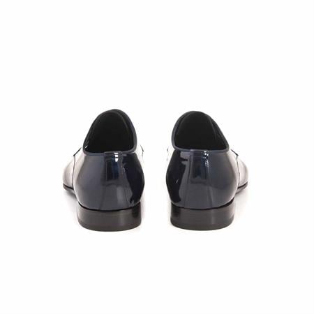 Mocassini Erkek Rugan Deri Kösele Taban Lacivert Klasik Ayakkabı