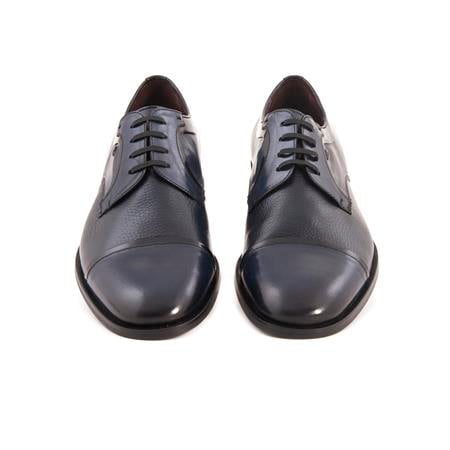 Mocassini Erkek Hakiki Deri Kösele Taban Lacivert Klasik Ayakkabı