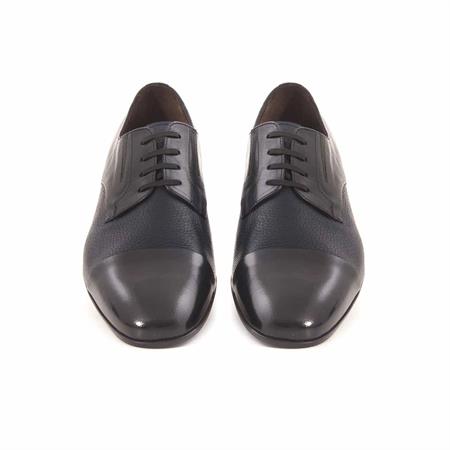 Mocassini Erkek Hakiki Deri Kösele Taban Lacivert Klasik Ayakkabı