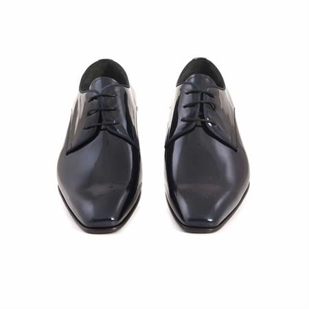 Mocassini Erkek Rugan Deri Kösele Taban Lacivert Klasik Ayakkabı