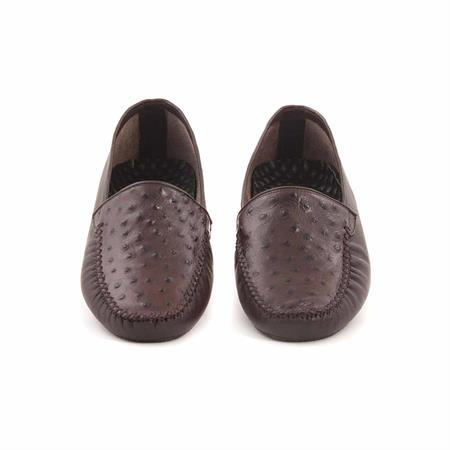 Mocassini Erkek Hakiki Deri Kauçuk Taban Kahverengi Terlik Terlik