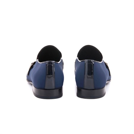 Mocassini Erkek Hakiki Deri Kösele Taban Lacivert Klasik Ayakkabı