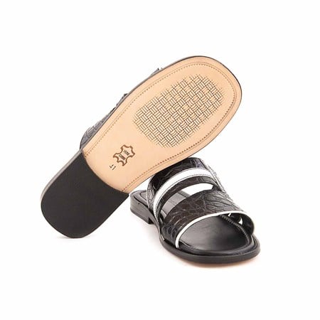 Mocassini Erkek Hakiki Deri Kösele Taban Siyah Terlik Terlik