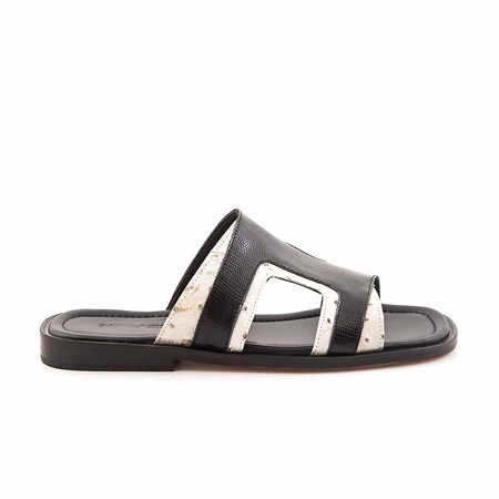 Mocassini Erkek Hakiki Deri Kösele Taban Siyah - Gri Terlik Terlik