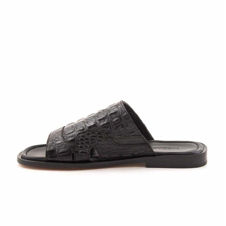 Mocassini Erkek Hakiki Deri Kösele Taban Siyah Terlik Terlik