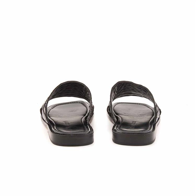 Mocassini Erkek Hakiki Deri Kösele Taban Siyah Terlik Terlik