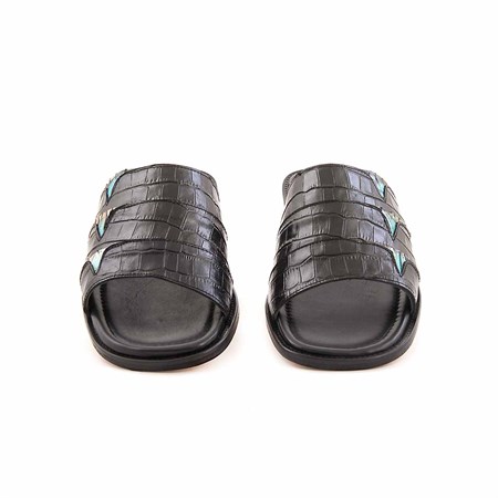 Mocassini Erkek Hakiki Deri Kösele Taban Siyah Terlik Terlik