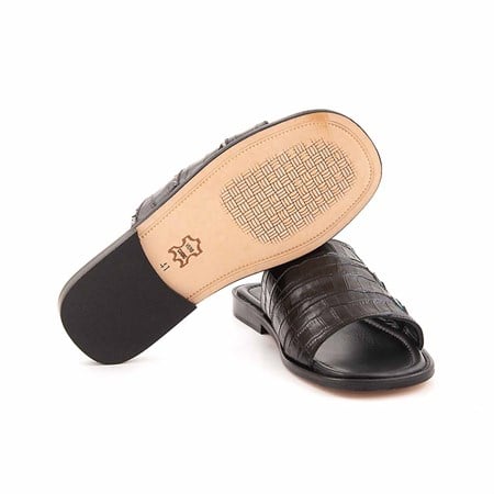 Mocassini Erkek Hakiki Deri Kösele Taban Siyah Terlik Terlik