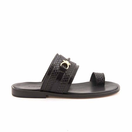 Mocassini Erkek Hakiki Deri Kösele Taban Siyah Terlik Terlik