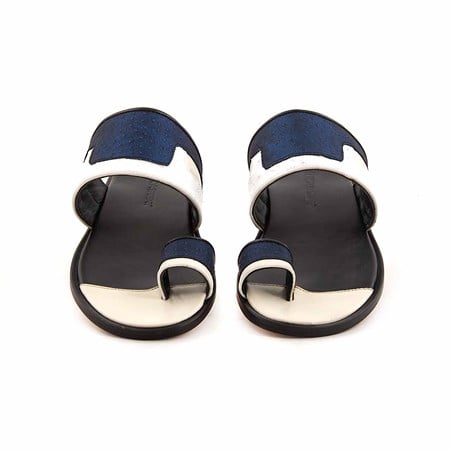 Mocassini Erkek Hakiki Deri Kösele Taban Siyah - Beyaz Terlik Terlik