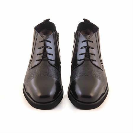 Mocassini Erkek Hakiki Deri Kauçuk Taban Siyah Bot 