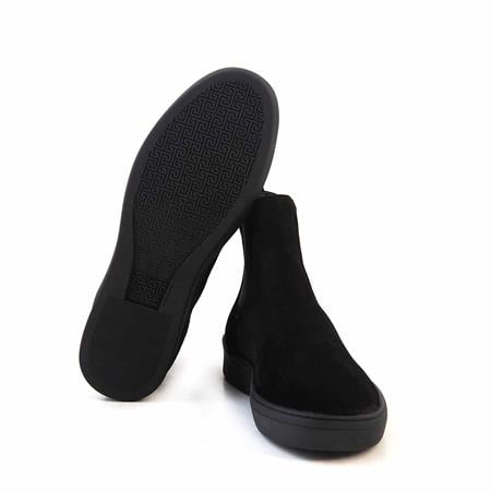 Mocassini Erkek Geyik Derisi Kauçuk Taban Siyah Süet Bot 