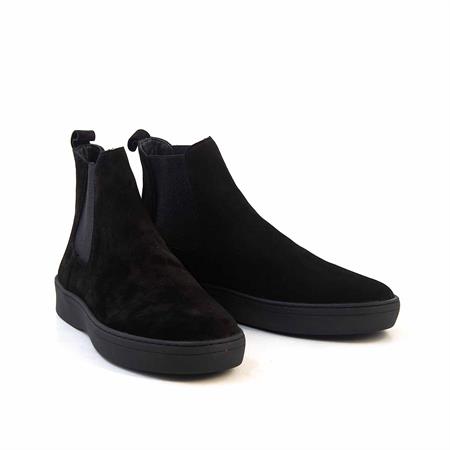 Mocassini Erkek Geyik Derisi Kauçuk Taban Siyah Süet Bot 