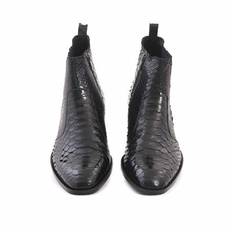 Mocassini Erkek Hakiki Deri Kauçuk Taban Siyah Bot 