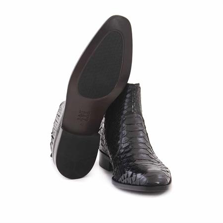 Mocassini Erkek Hakiki Deri Kauçuk Taban Siyah Bot 