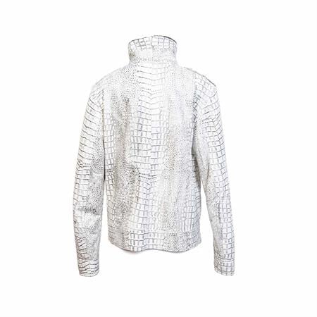 Mocassini Erkek Hakiki Deri Beyaz Kroko Deri Mont