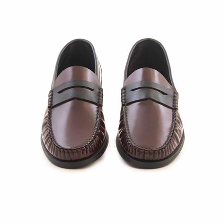 Mocassini Erkek Açma Deri Kauçuk Taban Bordo - Lacivert Günlük Ayakkabı