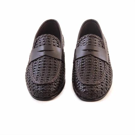 Mocassini Erkek Hakiki Deri Kösele Taban Kahverengi Örgü Günlük Ayakkabı