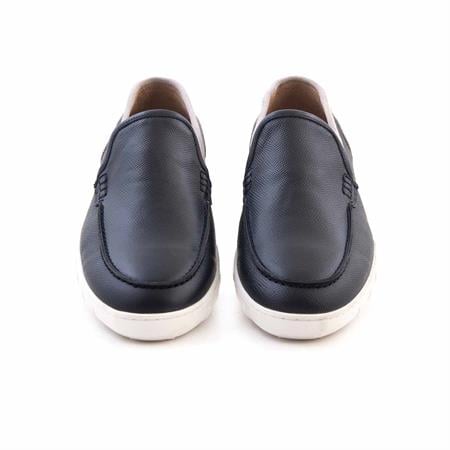 Mocassini Erkek Hakiki Deri Kauçuk Taban Lacivert-Stone Günlük Ayakkabı