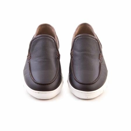 Mocassini Erkek Hakiki Deri Kauçuk Taban Kahverengi-Vizon Günlük Ayakkabı