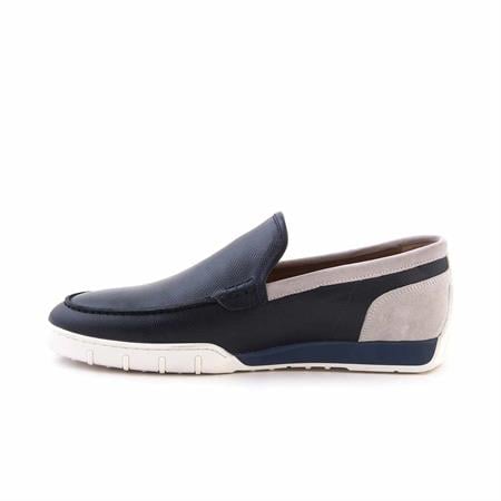 Mocassini Erkek Hakiki Deri Kauçuk Taban Lacivert-Stone Günlük Ayakkabı