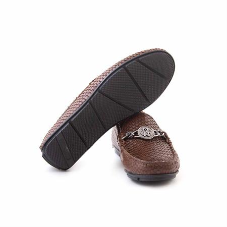 Mocassini Erkek Hakiki Deri Kauçuk Taban Kahverengi Günlük Ayakkabı