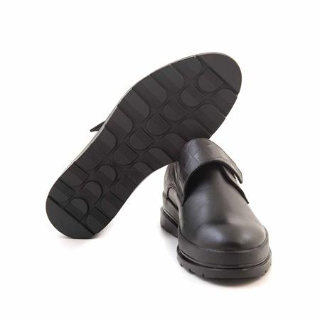 Mocassini Erkek Hakiki Deri Kauçuk Taban Siyah Günlük Ayakkabı