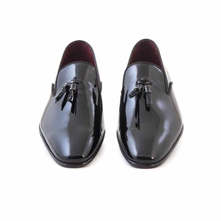 Mocassini Erkek Rugan Deri Siyah Klasik Ayakkabı